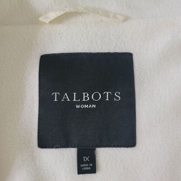 Talbots Ivory Quilted Fleece Lined White Zip Front Vest - Picture 4 of 13